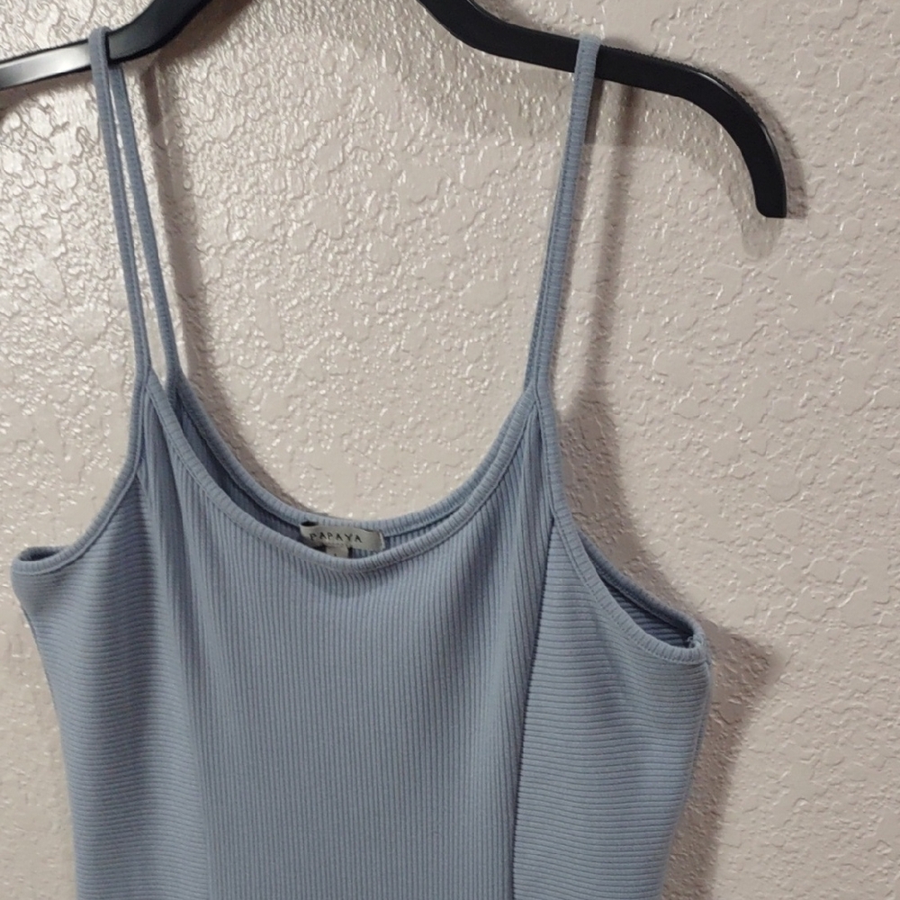 PAPAYA Light Blue Ribbed Mini Dress - Picture 5 of 13